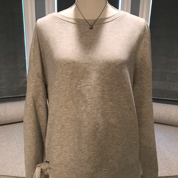Sanctuary Sweatshirt, Gray and White, Tie on Side, Size Large (LA) - Picture 3 of 6
